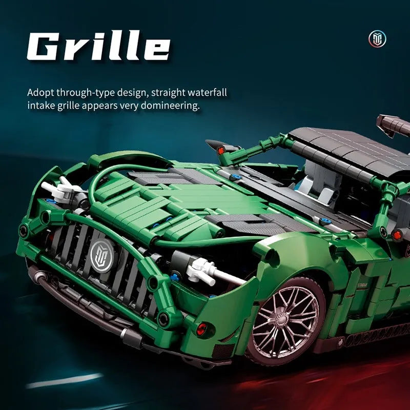 Building Blocks MOC 88302 Ares Green Racing Sports Car Bricks Toys - 5