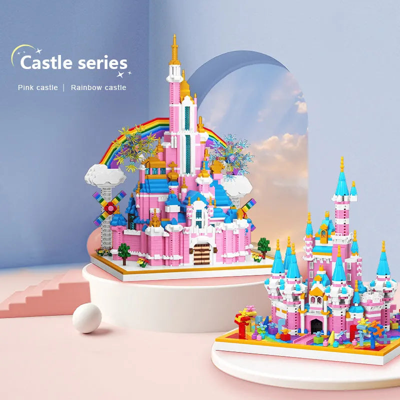 Building Blocks MOC 92002 Girls Princess Pink Rainbow Castle MINI Bricks Toys - 2