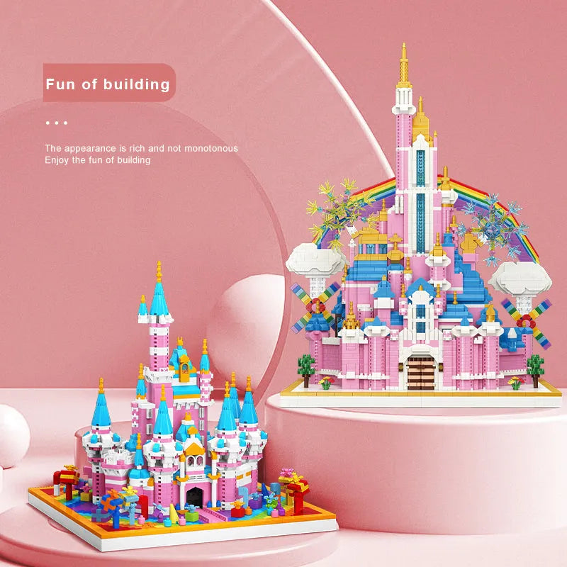 Building Blocks MOC 92002 Girls Princess Pink Rainbow Castle MINI Bricks Toys - 4