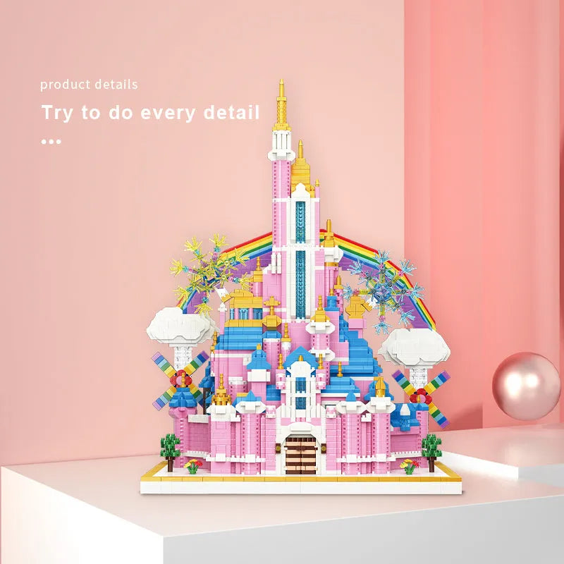 Building Blocks MOC 92002 Girls Princess Pink Rainbow Castle MINI Bricks Toys - 5