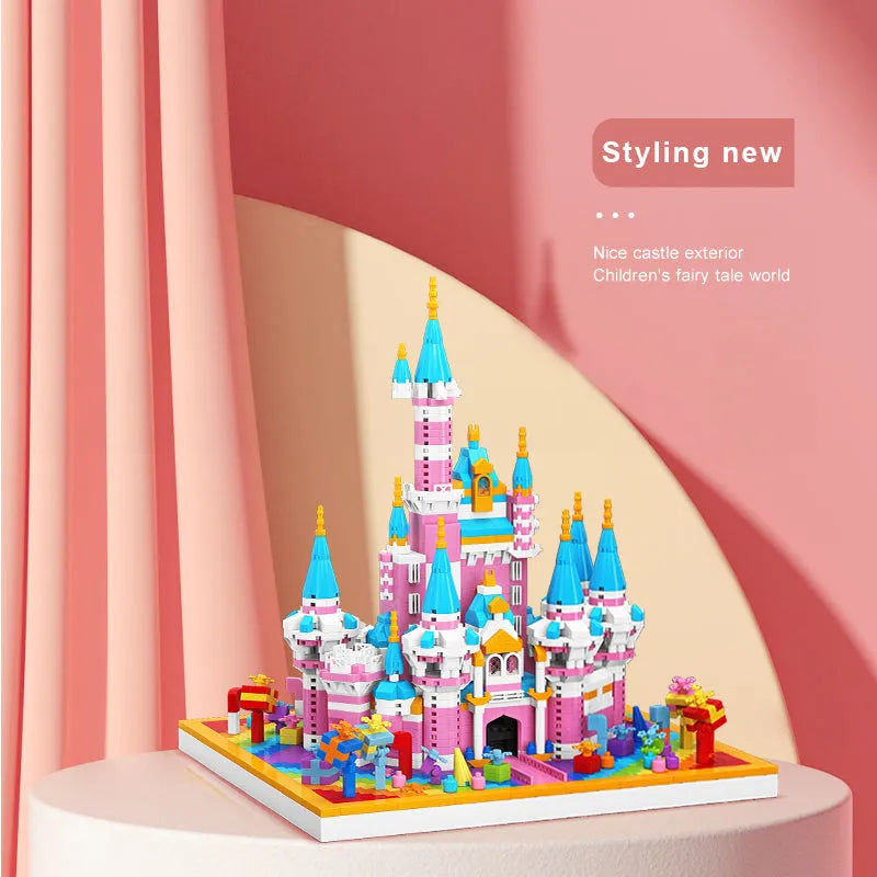 Pinxies Girls Pink Princess Castle Mini Bricks Building Set