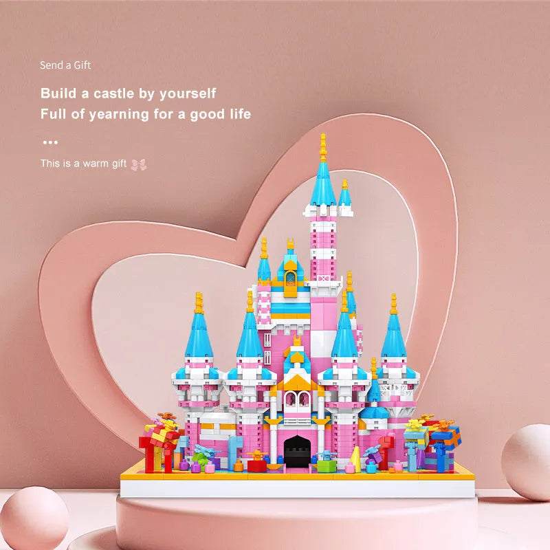 Pinxies Girls Pink Princess Castle Mini Bricks Building Set