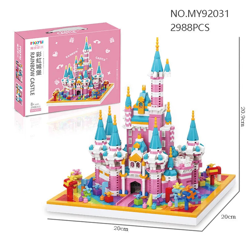 Pinxies Girls Pink Princess Castle Mini Bricks Building Set