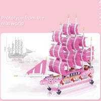 Thumbnail for Building Blocks MOC Experts Girls Pink Princess Love Sailboat MINI Bricks Toys - 6