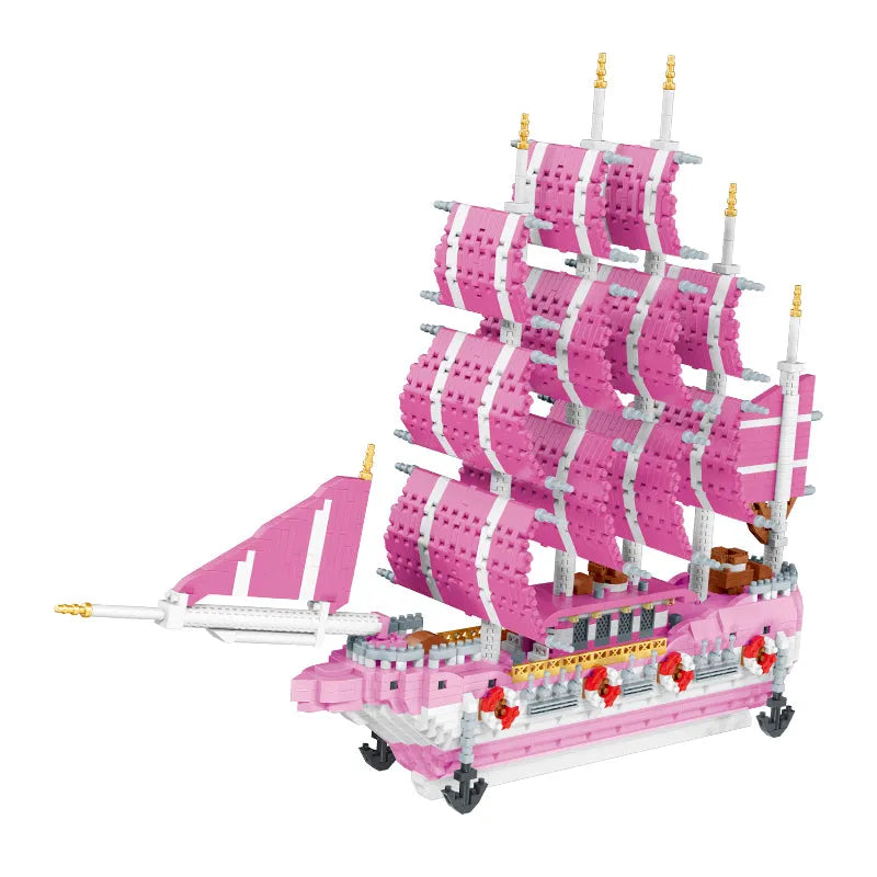 Building Blocks MOC Experts Girls Pink Princess Love Sailboat MINI Bricks Toys - 1