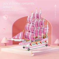 Thumbnail for Building Blocks MOC Experts Girls Pink Princess Love Sailboat MINI Bricks Toys - 2