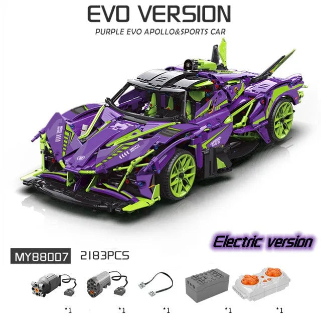 Building Blocks MOC Motorized RC Apollo EVO Concept Roadster Bricks Toy - 3
