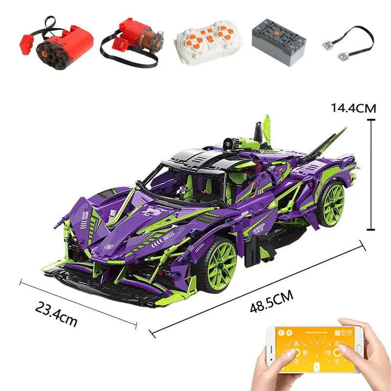 Building Blocks MOC Motorized RC Apollo EVO Concept Roadster Bricks Toy Construction Set Toys - 4