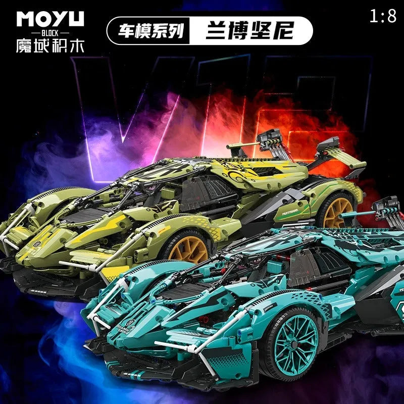 Building Blocks MOC Motorized RC Lambo V12 Vision GT Racing Car Bricks Toy - 3