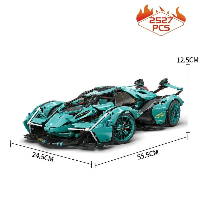 Building Blocks MOC Motorized RC Lambo V12 Vision GT Racing Car Bricks Toy - 5