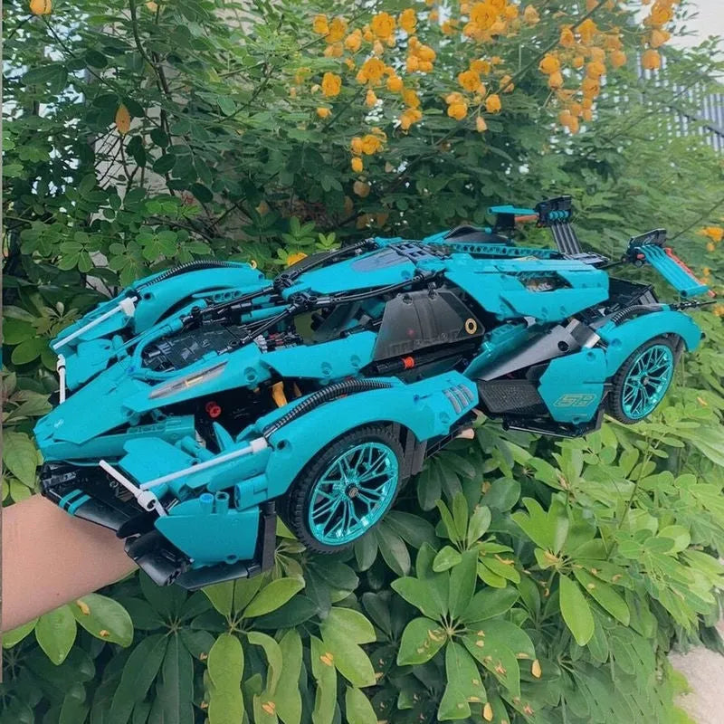 Building Blocks MOC Motorized RC Lambo V12 Vision GT Racing Car Bricks Toy - 9