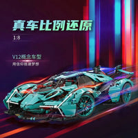 Thumbnail for Building Blocks MOC Motorized RC Lambo V12 Vision GT Racing Car Bricks Toy - 4