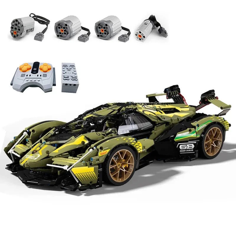 Building Blocks MOC Tech APP RC Lambo V12 Vision GT Racing Car Bricks Toy - 3