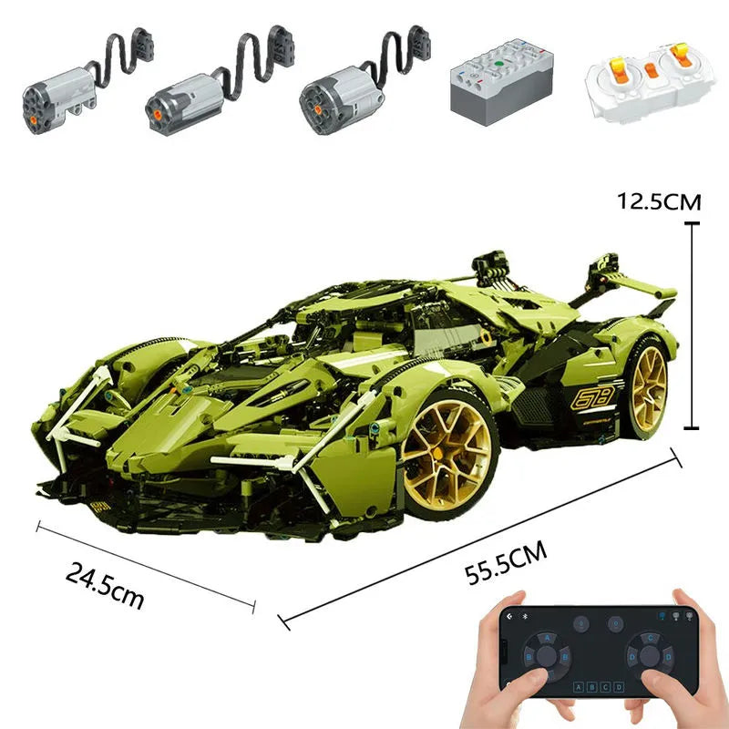 Building Blocks MOC Tech APP RC Lambo V12 Vision GT Racing Car Bricks Toy - 1