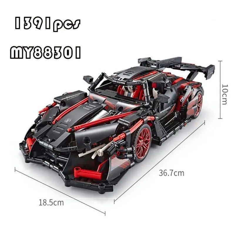 Building Blocks Tech MOC 88301 Sun God Racing Sports Car Bricks Toy - 6