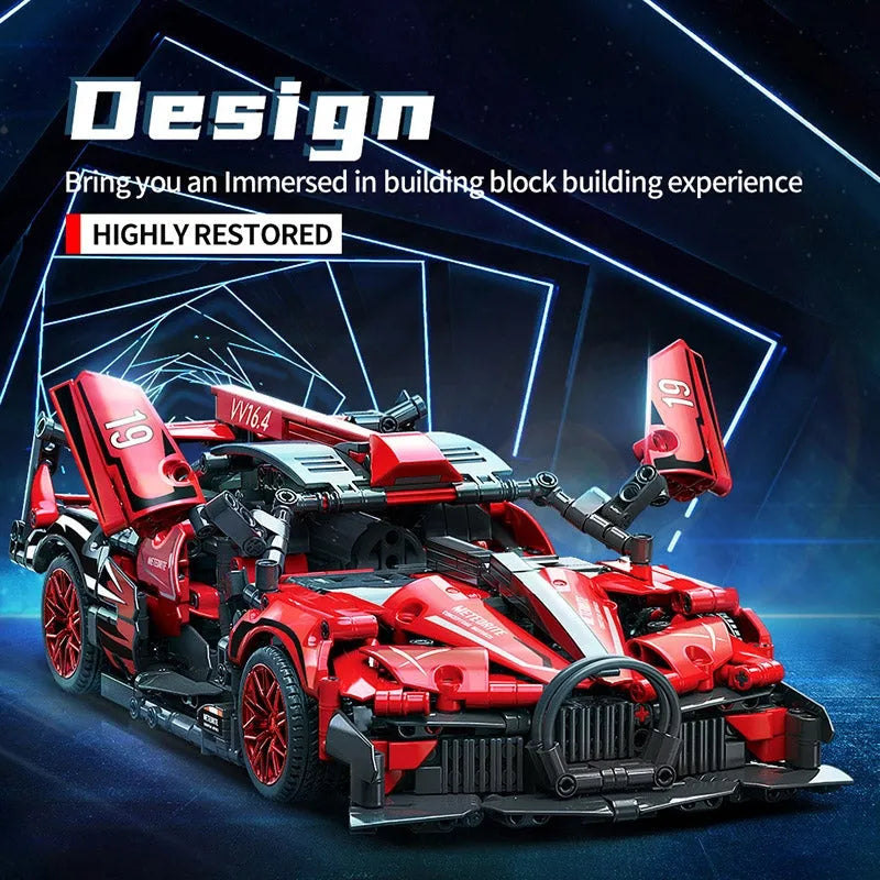 Building Blocks Tech MOC 88303 Speed Beast Racing Sports Car Bricks Toy - 3