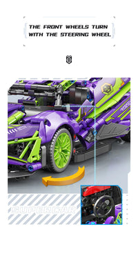 Thumbnail for Building Blocks Tech MOC Apollo Project Evo Racing Sports Car Bricks Toys 88320 - 8