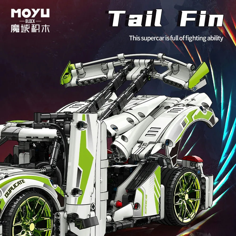 Building Blocks Tech MOC Asphalt Drag Racing Sports Car Bricks Toy 88023 - 4