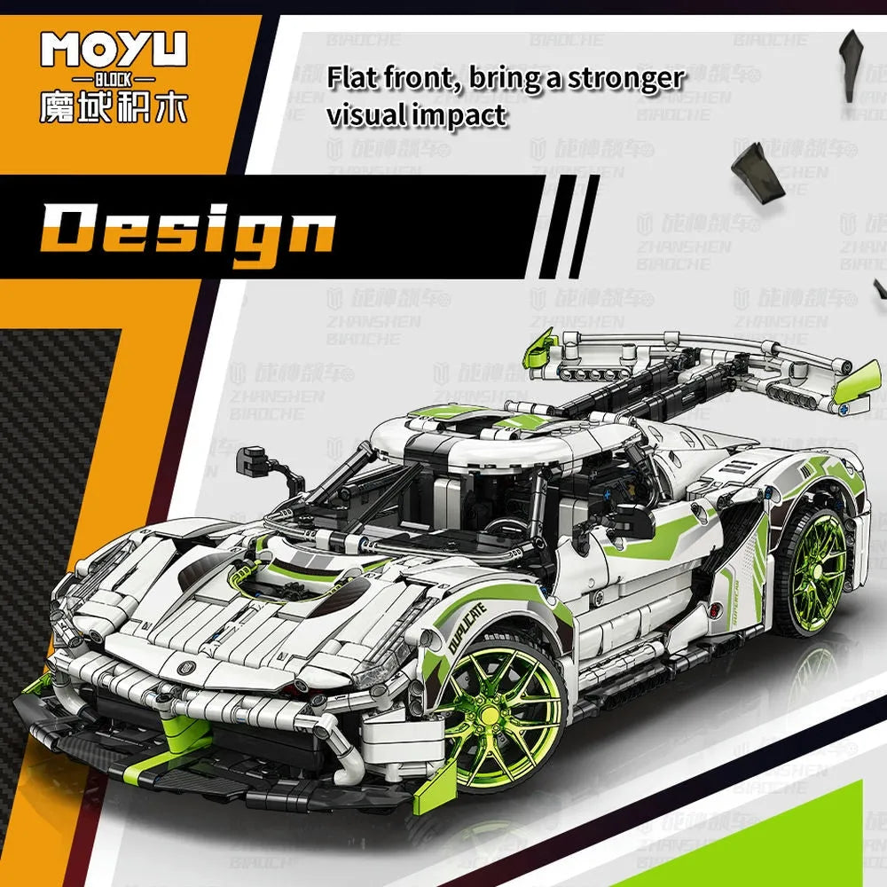 Building Blocks Tech MOC Asphalt Drag Racing Sports Car Bricks Toy 88023 Construction Set Toys - 6