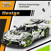 Thumbnail for Building Blocks Tech MOC Asphalt Drag Racing Sports Car Bricks Toy 88023 Construction Set Toys - 6