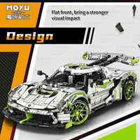 Thumbnail for Building Blocks Tech MOC Asphalt Drag Racing Sports Car Bricks Toy 88023 - 6