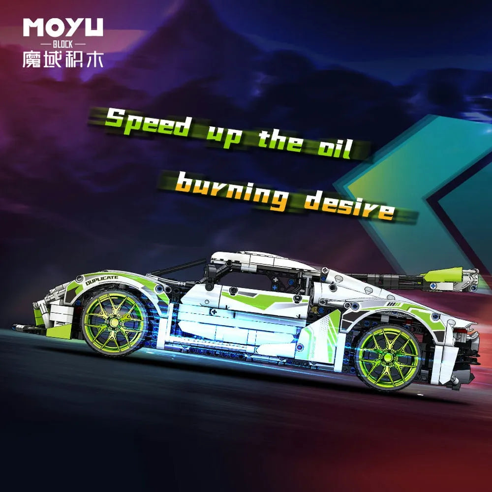 Building Blocks Tech MOC Asphalt Drag Racing Sports Car Bricks Toy 88023 Construction Set Toys - 5