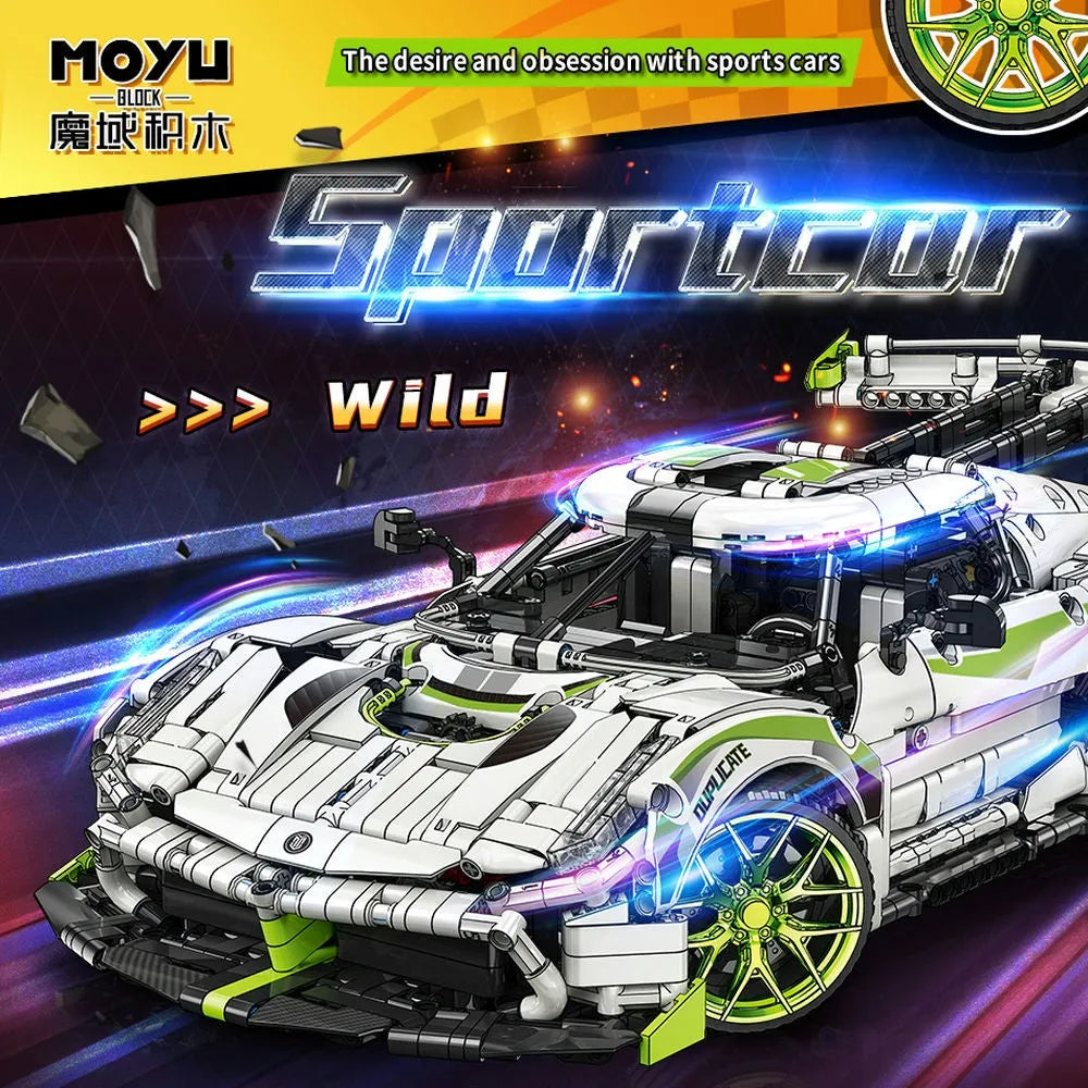Building Blocks Tech MOC Asphalt Drag Racing Sports Car Bricks Toy 88023 Construction Set Toys - 2