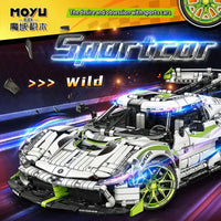 Thumbnail for Building Blocks Tech MOC Asphalt Drag Racing Sports Car Bricks Toy 88023 Construction Set Toys - 2