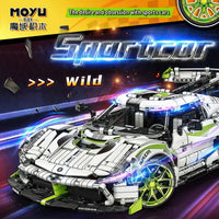 Thumbnail for Building Blocks Tech MOC Asphalt Drag Racing Sports Car Bricks Toy 88023 - 2