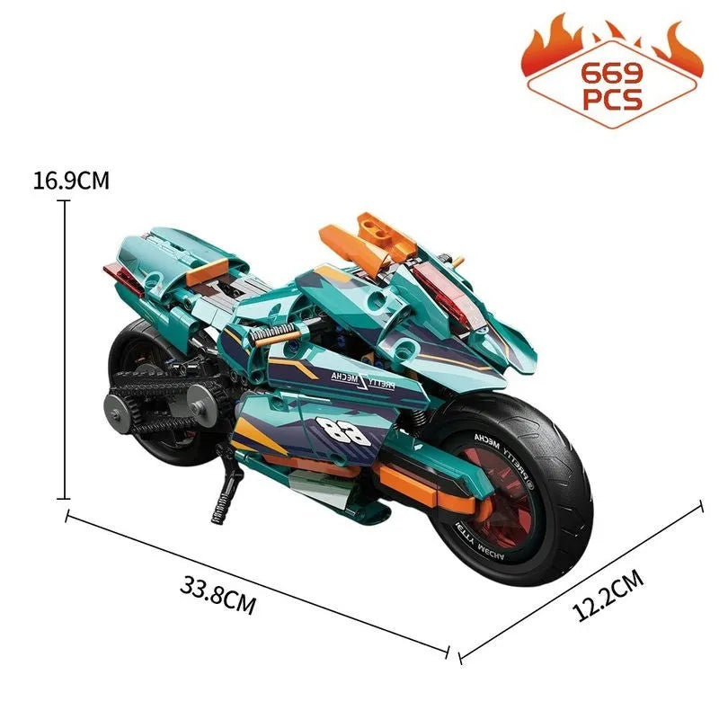 Building Blocks Tech MOC Cyberpunk Concept Motorcycle Bricks Toys Construction Set Toys - 8