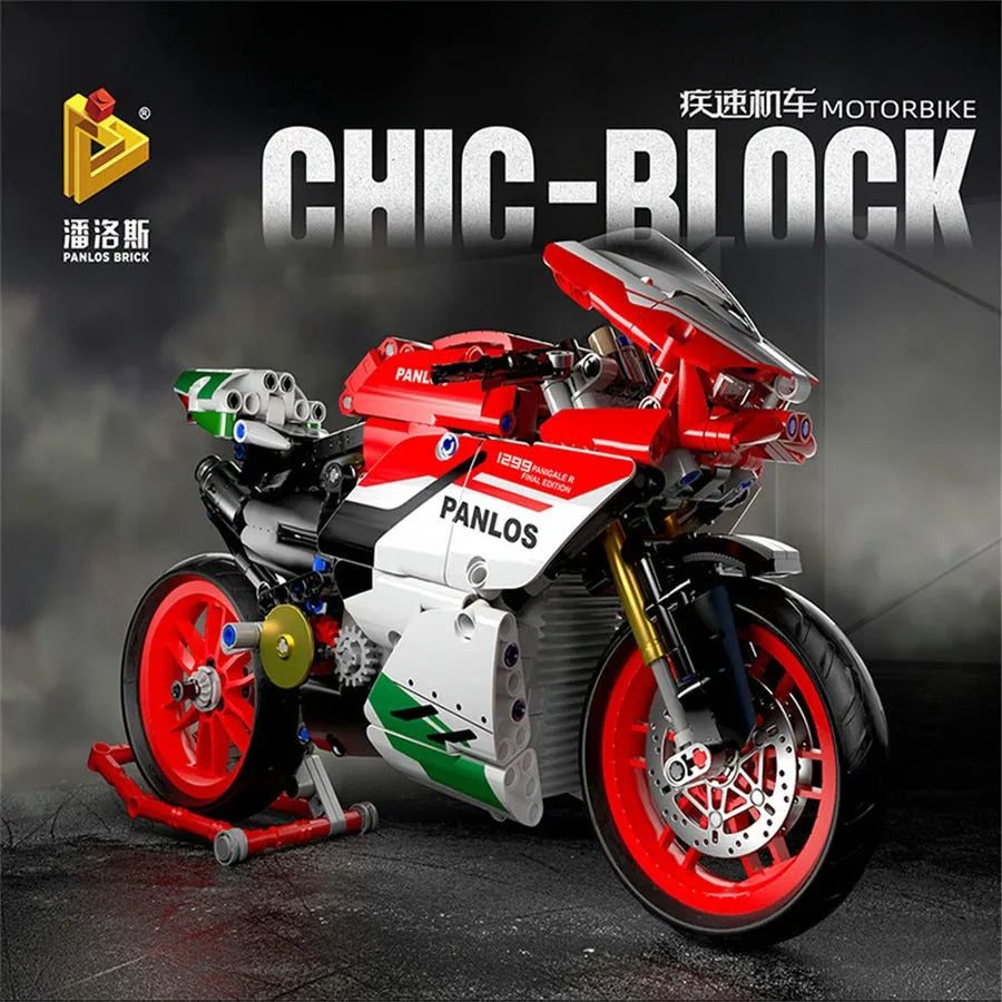 Building Blocks Bike MOC Fast Racing Motorcycle Bricks Toys 672001 - 2