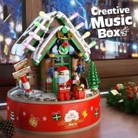 Thumbnail for Building Blocks Christmas Hut Santa Claus Music Box Bricks Toys - 2