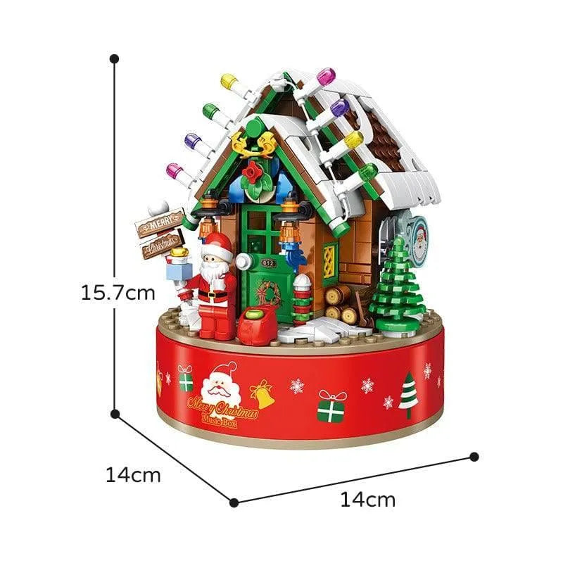 Building Blocks Christmas Hut Santa Claus Music Box Bricks Toys - 4