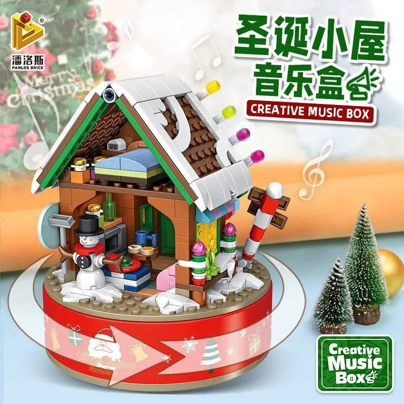 Building Blocks Christmas Hut Santa Claus Music Box Bricks Toys - 6