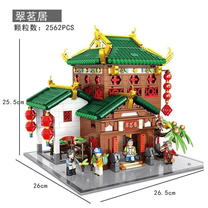 Building Blocks Expert Creator China Town Ancient Emerald House Bricks Toy - 3