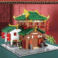 Thumbnail for Building Blocks Expert Creator China Town Ancient Emerald House Bricks Toy - 4