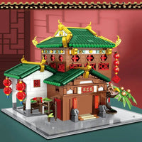 Thumbnail for Building Blocks Expert Creator China Town Ancient Emerald House Bricks Toy Construction Set Toys - 4