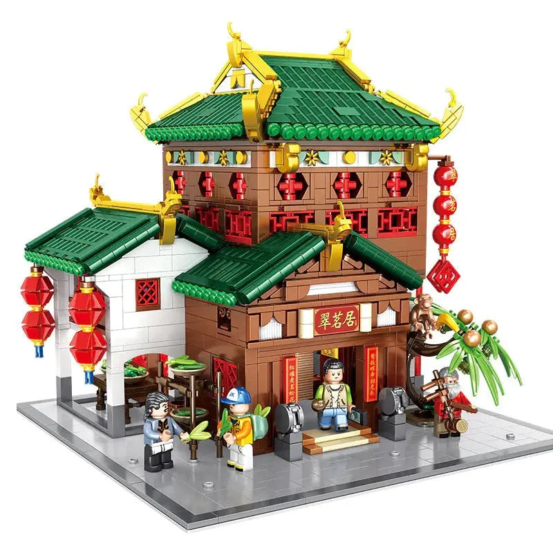 Building Blocks Expert Creator China Town Ancient Emerald House Bricks Toy Construction Set Toys - 1