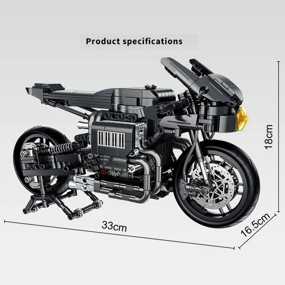 Building Blocks High Tech MOC Classic City Motorcycle Bricks Toy - 7