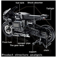 Thumbnail for Building Blocks High Tech MOC Classic City Motorcycle Bricks Toy - 6