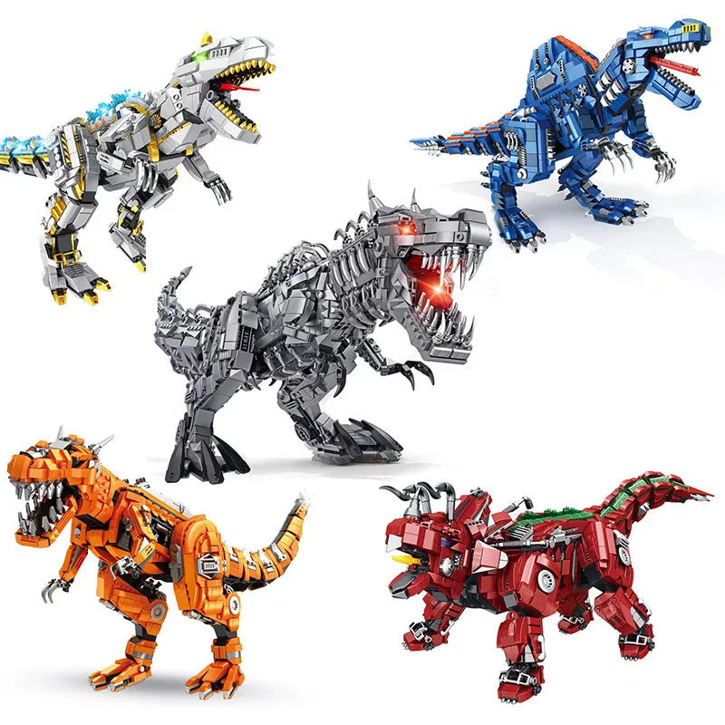 Building Blocks Jurassic Dinosaur MOC Mechanical Triceratops Bricks Toy Construction Set Toys - 9