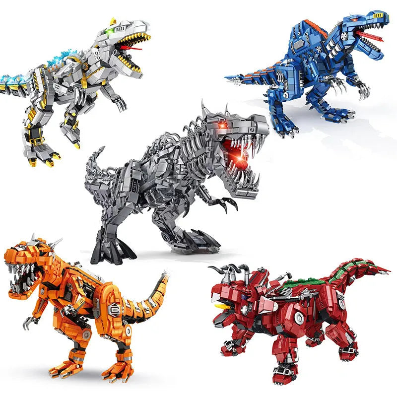 Building Blocks Jurassic Dinosaur MOC Mechanical Triceratops Bricks Toy - 9