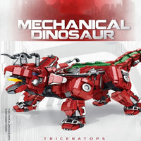 Thumbnail for Building Blocks Jurassic Dinosaur MOC Mechanical Triceratops Bricks Toy - 8