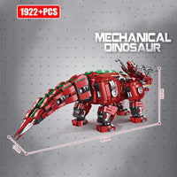Thumbnail for Building Blocks Jurassic Dinosaur MOC Mechanical Triceratops Bricks Toy - 4