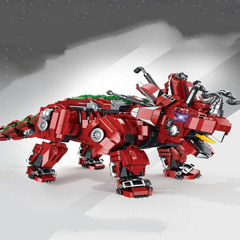 Building Blocks Jurassic Dinosaur MOC Mechanical Triceratops Bricks Toy Construction Set Toys - 1