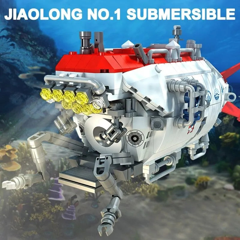 Building Blocks Military Deep Sea Manned Submarine Bricks Toys - 3