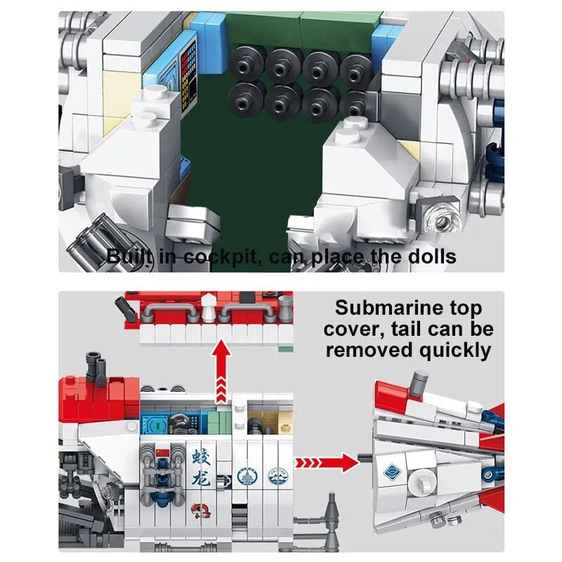Building Blocks Military Deep Sea Manned Submarine Bricks Toys - 7