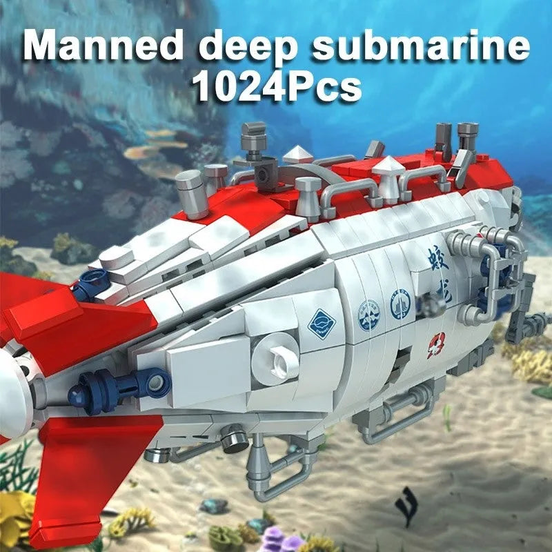 Building Blocks Military Deep Sea Manned Submarine Bricks Toys - 4