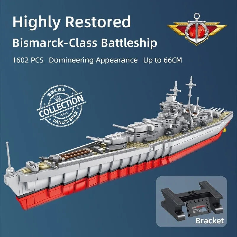 Building Blocks Military German Bismarck Battleship Warship Bricks Toys - 4