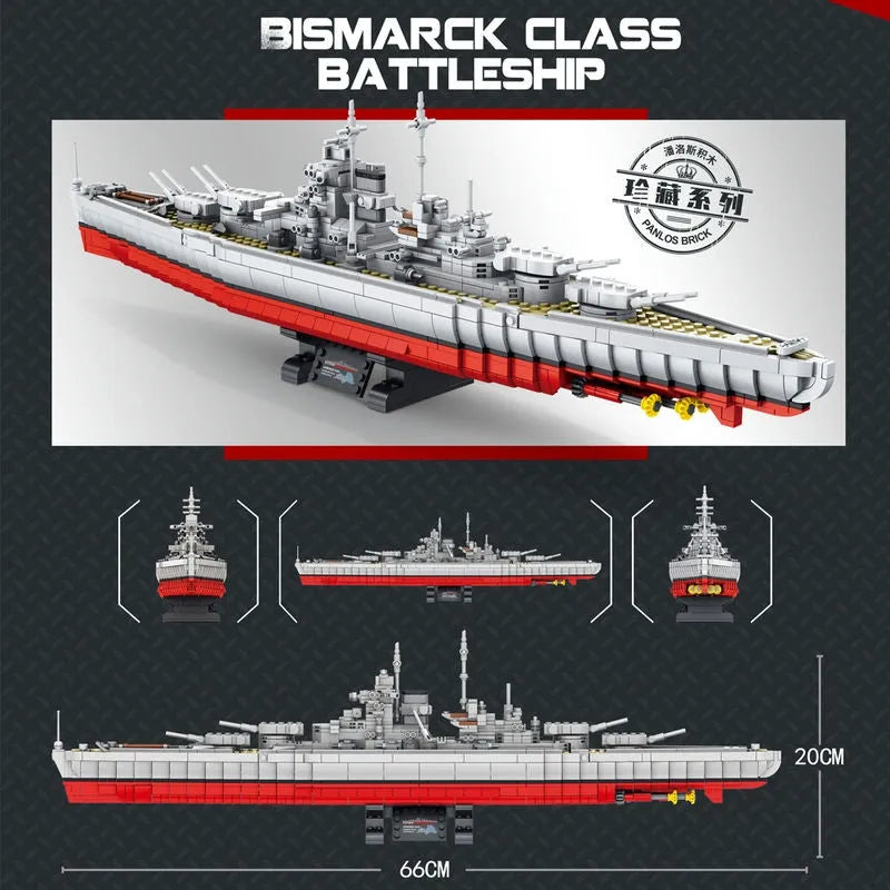 Building Blocks Military German Bismarck Battleship Warship Bricks Toys - 7